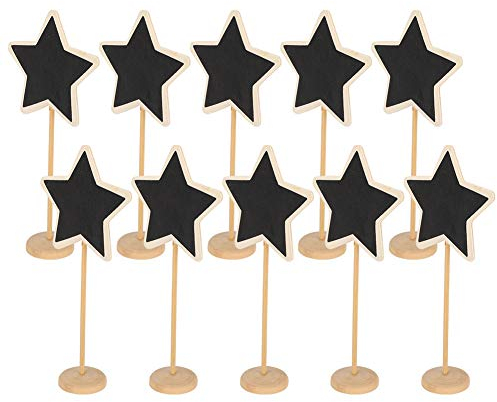 SUNFECILI Kreidetafel-Picks, 10-teiliges Set, Kreidetafel-Picks, Pentagramm-Nachricht, DIY-Dekoration, Desktop-Blumenkarte, Blumen, Kleine Tafelvase aus Holz, Basteln, Blumenkarte