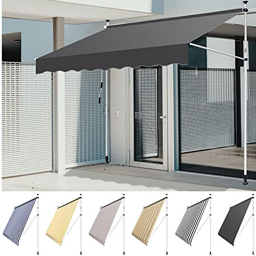 Markise Klemmmarkise Markise Manuell einziehbare Markise, höhenverstellbar 200 cm – 300 cm, Faltstreifen-Markise, Sonnenschutz, Terrassen-Markisenüberdachung, Balkon, Innenhof, Garten, 150 x 120 cm