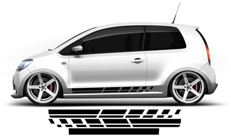 BellaFolia Seitenstreifen Aufkleber passend für Seat MII, Skoda Citigo, VW Up und alle Fahrzeuge mit ca. 2,4m Radstand Rallyestreifen 20003
