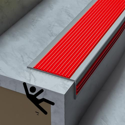 Treppenkantenprofil Treppenprofil L-Form Treppenkantenprofil Selbstklebend Winkelprofil Kunststoff Antirutsch-Profil Treppenkantenschutz Für Den Außen- Und Innenbereich ( Color : Rosso , Size : 5x2.5c