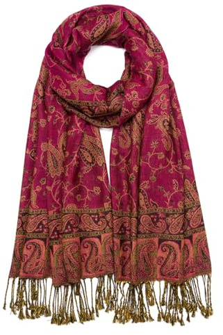QIUTIMIY Paisley Pashmina-Schal für Damen, wendbar, Vintage, Jacquard, Pashmina, Rave-Schal mit Fransen für Abend, Hochzeit, 180*70CM