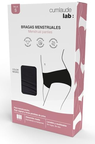 Cumlaude Lab Menstruationshöschen, für Menstruation und Urinverlust, mit 3 integrierten Schichten, mittlere Saugfähigkeit, beseitigt Gerüche, hält trocken, fleckenfreie Kleidung, waschbar und