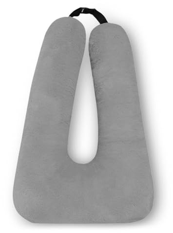 Greethga Coussin de voyage, coussin de voyage pour enfants, coussin multifonctionnel en forme de U pour voiture, supports de tête arrière et corps (gris)