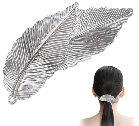 BIKPRST Vintage Leaf Hair Clip Barrette Silver Metal Hair Clip Alloy Leaf Hair Clip Minimalist Leaf Clip Barrette Hair Accessories For Women And Girls (Silver)