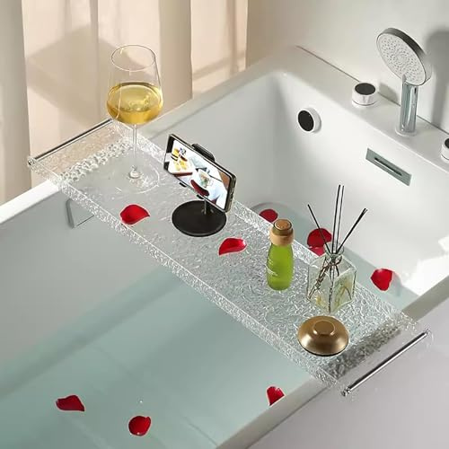 (Badewannenablage aus Acryl mit Metallgriffen, durchsichtige Badewannenablage, Wannenablage, Spa-Board, luxuriöser Badewannentisch, wasserdichtes Badewannenablage-Wannengestell, luxuriöses
