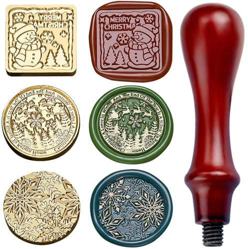 Weihnachtsstempel Wachssiegel Stempel Weihnachten Siegelstempel Personalisier Siegelwachs Set Schneeflocke Schneemann Weihnachtsbaum Elch Wachsstempel Einladung Briefumschläge Wachs Siegel Stempelset