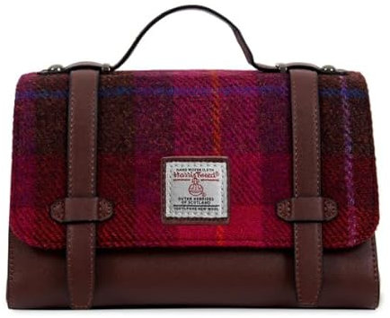 Islander Harris Tweed Orkney Sacoche, Tartan fuchsia