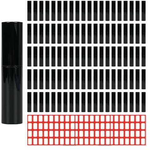 Parfumzerstäuber Nachfüllbar, 100 Stück 2 ml Reise Mini Sprühflasche Parfüm Abfüller, Leere Sprühflasche Klein Fläschchen Sprayflasche aus Kunststoff mit Etikettenaufkleber für Unterwegs (Black)