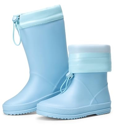 DREAM PAIRS KIDS Lightweight Wellies | Waterproof Rainy Play, Adjustable Drawstring Secure, Grippy Wet Ground, Round Toe Comfort