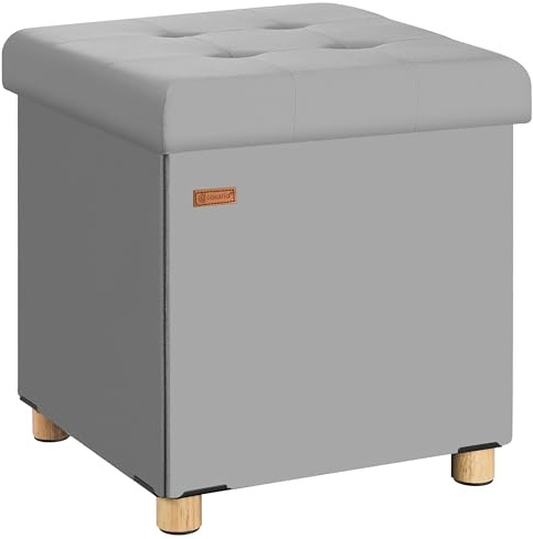 Casaria® Hocker mit Stauraum Samt Grau Faltbar inkl. Füßen 38x38cm 300kg Belastbarkeit Wohnzimmer Schlafzimmer Flur Sitzhocker Fußhocker Polsterhocker