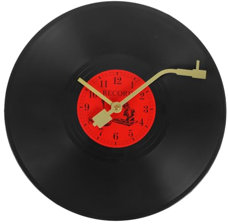 Cabilock Vinyl Schallplatten Wanduhr Kreative Retro Uhr Mit Goldfarbenen Zeigern Für Wohnzimmer Büro Und Stilvolle Wanddekoration