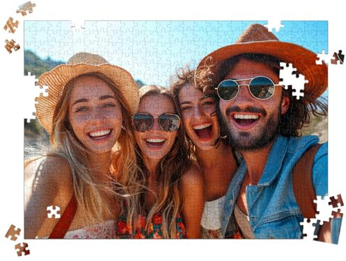 HUADADA Custom Puzzle, Personalised Jigsaw 500 Piece and Personalised Jigsaw Puzzle 1000 Piece Freeze Happy Moments - for Family, Wedding, Graduation, Birthday, Pet (500pieces-No letters on the back)