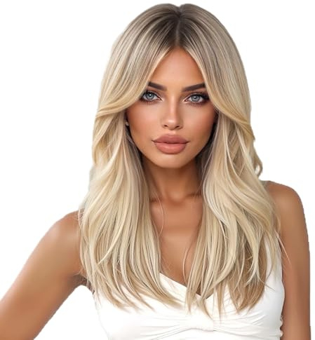 Ruwshuuk Cosplay costume halloween peruker, lockigt naturligt mode vackert peruk - Naturliga Wavy Long Style peruker,20 tum lockigt syntetiskt hår för dagliga slitage bröllop datum temapartier