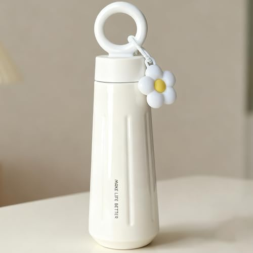 Disoza 450 ml Vit Termosmugg Kaffe-to-go Kaffemugg Termosmugg Travel Coffee Mug Kaffemugg att ta med Becher med lock Termokaffebecher Termotasse Trinkbecher med lock