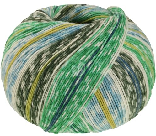 MEILENWEIT 100g Cashmere Mezzo 4201 - Smaragd/Pistazie/Ecru/Moosgrün/Petrolblau/Türkis/Senf