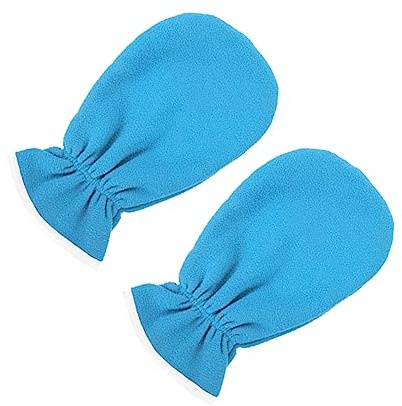 Guantes de Cuidado Exfoliante Reutilizables de Poliéster y Franela, Azul | Guantes para Cuidado Spa, Efecto Blanqueador, para Spa o Salón Profesional y Uso en Casa Cera Spa