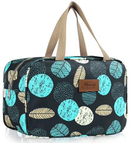 Aucuu Trousse de Toilette Femme, Grande Trousse de Maquillage avec Poignée, Sac à Cosmétiques étanche Portable pour Camping et Voyages, Sac de Maquillage Floral pour Femmes et Filles