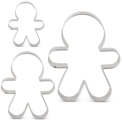 CHUNZAI Lot de 3 emporte-pièces bonhomme en pain d'épice de 13,5 cm, 10,5 cm, 7,8 cm