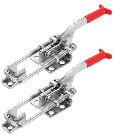 sourcing map 2pcs 431 Toggle Latch Clamp M6 x 47mm 772lbs Holding Capacity Adjustable Quick Release Pull Latches 304 Stainless Steel Hasp Clamps for Smoker Lid Jig Tool Box Case Door