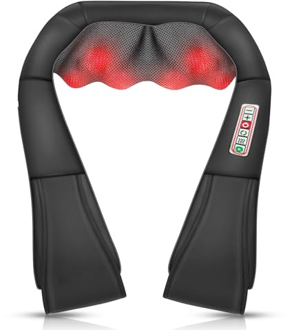 Masseur Cervical, Massage Dos et Cou Épaules avec Chauffage,Massage Shiatsu Électrique Massager pour Nuque Cervicales Epaule,Corps,Maison,Bureau,Cadeaux Pour Femmes Hommes (Noir - 6 boutons)