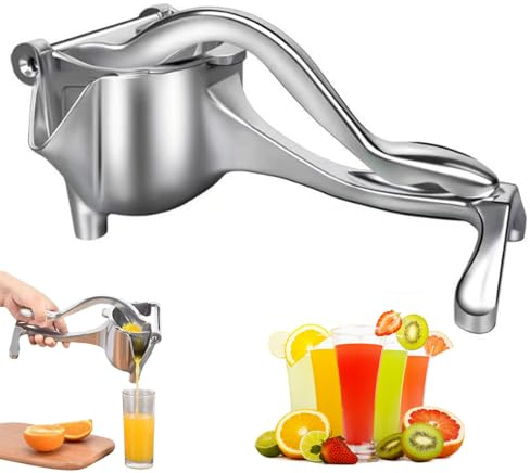 Hand Juicer Squeezer, Aluminum Manual Press Juicer, Fruit Juice Handheld Press Squeezer with Seed Filter, Comfortable Ergonomic Grip for Orange Pomegranates Apple Lemon Lime (1pcs)
