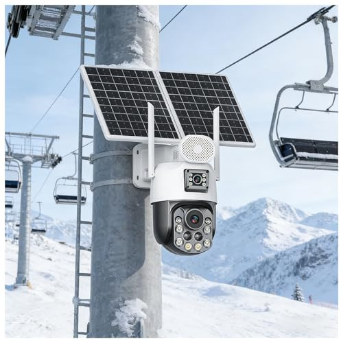 Telecamera Di Sicurezza Wireless Per Esterni A Doppio Obiettivo 6 Mp,Telecamera Di Sorveglianza Domestica Senza Wi-Fi,Panoramica A 355°,Inclinazione A 90°,Audio Bidirezionale,Ip66 36xzoom+64GBSD