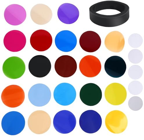 Tomantery 24 Gel Flash Colorati Filtrano Effetti Durevoli per V1/V1PRO/V100 Set Flash Rotondo per Accessori Video Fotografici per Fotografi Creativi (Nera)