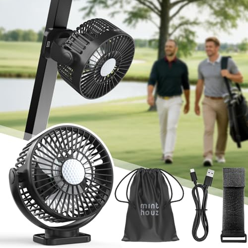 Minthouz 12000mAh USB Desk Fan, 5.5 Magnetic Cruise Ship Approved Fan, 3 Speeds, LED Lantern, Max 36 Hrs, 360° Rotatable USB Rechargeable Fan for Golf Cart Desk Outdoor Travel Camping 1 Pack