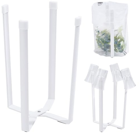WADORN White Water Bottle Drying Rack Metal Foldable Reusable Bottle Dryer Rack Multifunctional Kitchen Storage Stand Holder for Cups Plastic Bags Garbage Bag Home Pantry Organization 5.3x8.4 Inch