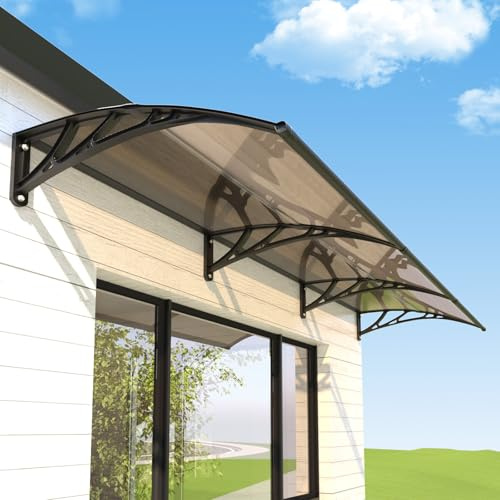 GUANSU Marquise Porte Entree 300x100cm Auvent Exterieur UV Resistant