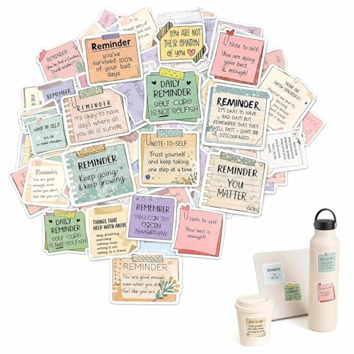 50 Positive Affirmation Stickers for Teens & Women – Aesthetic Motivational Quote Decals for Journals, Water Bottles, Scrapbooks & Gifts (50 Pack)