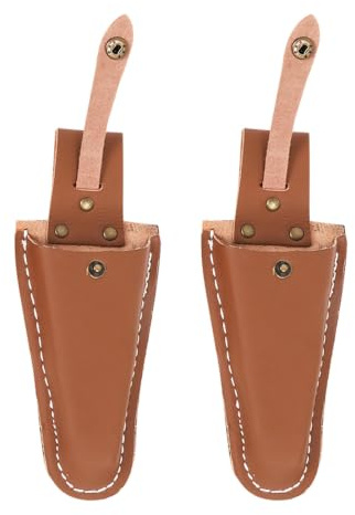 YARNOW Funda para Tijeras de Podar Pack de 2 Piezas de Cuero de Vaca Marrón, Estuche Ligero y Resistente para Herramientas de Jardinería, Adecuado para Reparación en Casa y Jardín