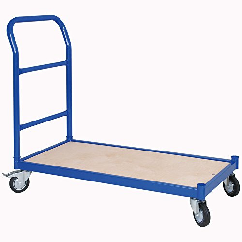 Chariot à barre de poussée, LxlxH 1070 x 500 x 890 mm, 4 roulettes pivotantes, dont 2 avec frein de stationnement