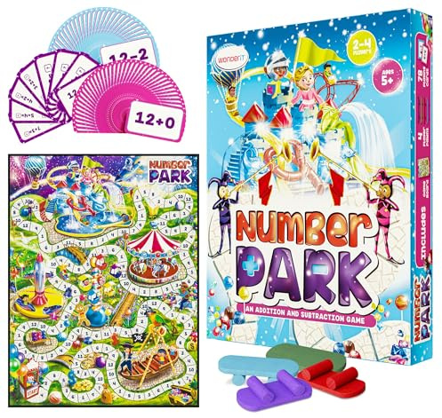Number Park - Addition & Subtraction Math Board Game for Kids Ages 5-8 - Fun Educational Learning Game for Kindergarten & Up - 1 to 4 Players