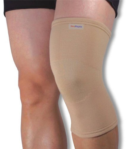 NeoPhysio Medical Grade Elastic Compression Knee Support Beige Tubular Sleeve - Medium = 34-38cm