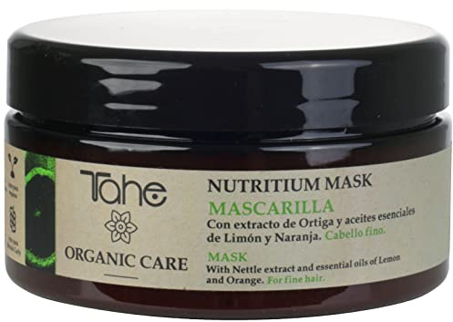 Tahe Organic Care Masque Capillaire Nutritium pour Cheveux Fins avec extrait d’ortie et huiles essentielles de citron, Orange (300 ml)