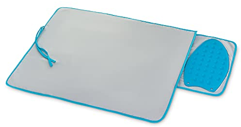 LIVIVO Travel Iron Mat with Silicone Iron Rest Pad – Soft Sponge Sheet with Metallised Cover to Reflect Heat –Table Top Ironing Blanket Folds or Rolls Up in Seconds – Great for Travel