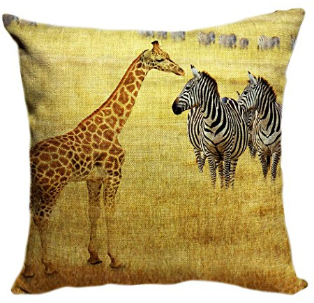 Violetpos Kissenhülle Deko Sofa Zierkissenbezug Auto Zierkissenbezüge Kissenbezüge Kopfkissen Kissen Afrikanische Tierwelt Giraffe Zebra Prärie 40 x 40 cm