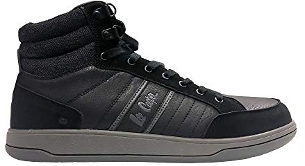 Lee Cooper LCSHOE099 Workwear Mens Work Safety Retro High Top Protective Steel Toecap Midsole Boot Trainer, Black/Grey, 7 UK