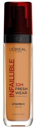 L'Oréal Paris Fondotinta Liquido Infaillible 32h, Coprente a Lunga Tenuta con Protezione Solare SPF25, Formula Waterproof e Idratante, Tonalità: 330 Noisette