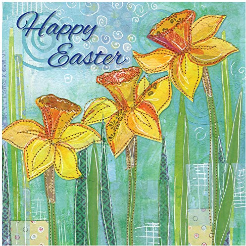 Religious Easter Cards - Daffodils, pack of 5, with white envelopes and Bible verse inside these Christian Easter cards, by Just Cards Direct