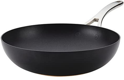 Anolon Nouvelle Copper Hard Anodized Nonstick Wok/Stir Fry Pan/Wok Pan - 12 Inch, Onyx Black