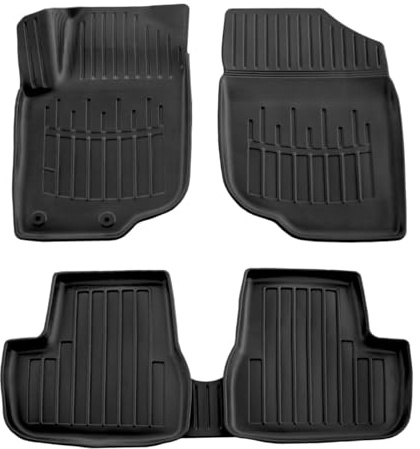 J&J Automotive 3D Gummimatten passend für Peugeot 207 2006-2012, Fußmatten mit hohem Rand Allwetter Passform rutschfest Abwaschbar Geruchslos Schwarz
