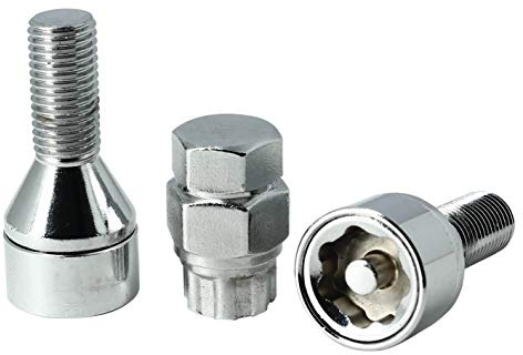 S SUMEX Juego de 4 Tornillos Antirrobo Premium de 14x1.25 L27 Acerados con Cabeza Rotativa Anti Mordazas con 2 Llave de Tulipa con 7 Puntas Redondas
