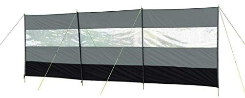 OLPRO Compact Vision Windbreak (Charcoal) – Foldable Heavy Duty Camping Wind Break with PVC Viewing Panel, Steel Poles & Guy Ropes – For Beach, Caravan, Garden or Festival Use