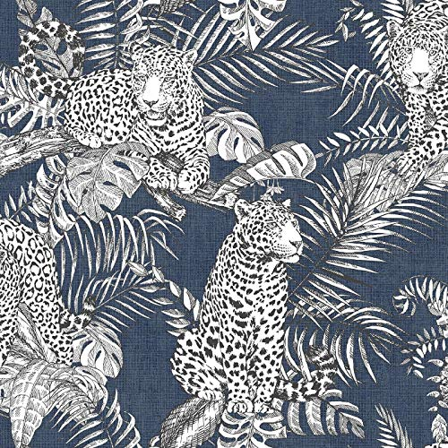 Mamboa Wallpaper Darcy James Jaguar Jungle Tropical Blue