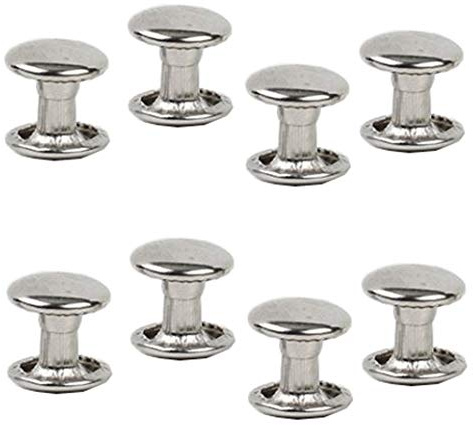 100 Sets silberne Edelstahl-Leder-Nieten Doppelkappen-Nieten röhrenförmige Metallnieten Dekoration Handwerk Zubehör für Leder Handwerk Kleidung Schuhe Taschen Gürtel (9 mm)