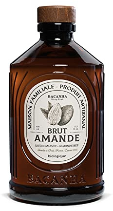BACANHA - Sirop Bio et Brut - Sirop d'Amande - Pour Café, Cappuccino, Latte et Cocktail - 400 mL