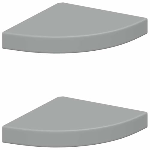 vidaXL Floating Corner Shelves 2 pcs Gray - Modern Honeycomb MDF Wall Mount Shelves for Books, Decor & Photos - Size 9.8x9.8x1.5