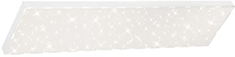 Briloner Leuchten - LED Panel, Deckenleuchte dimmbar, Deckenlampe mit Lichtkante, Sternendekor, inkl. Fernbedienung, Farbtemperatursteuerung, 24 Watt, 2.400 Lumen, Weiß, 1000x250x69mm (LxBxH)
